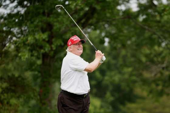 President Donald Trump at Trump National Golf Club Bedminster on Thursday in Bedminster, N.J.