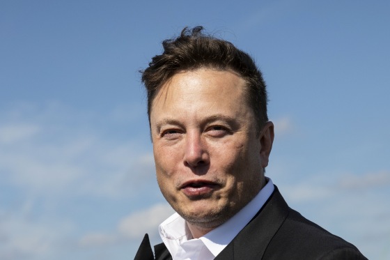 Elon Musk arrives at the Tesla Gigafactory near Berlin, on Sept. 3, 2020.