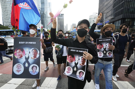 Myanmar nationals living in South Korea march