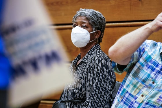 Valeri Langston attends a rally for Wisconsin Democratic U.S. Senate candidate Mandela Barnes at John Marshall High School on July 15, 2022, in Milwaukee.
