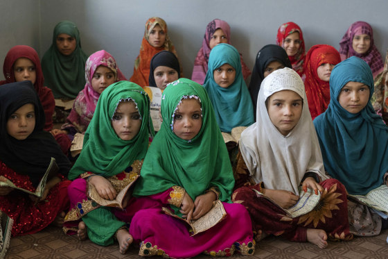 Afghan girls read the Quran in the Noor Mosque outside Kabul this month.