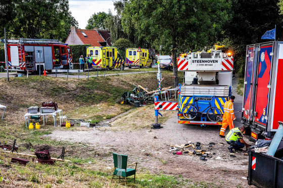 Emergency services operate at the scene of an accident