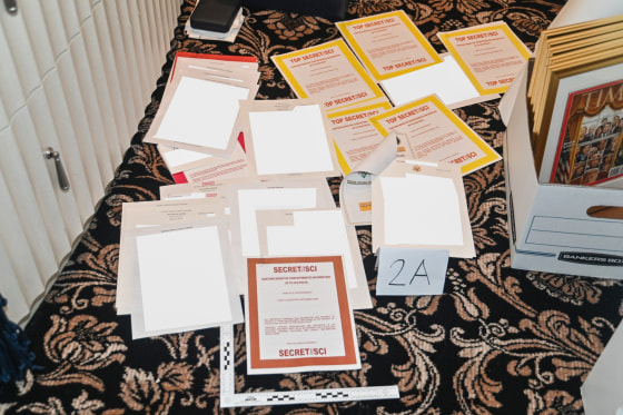 Documents seized by the FBI from former President Donald Trump's Mar-a-Lago estate in Palm Beach, Fla.