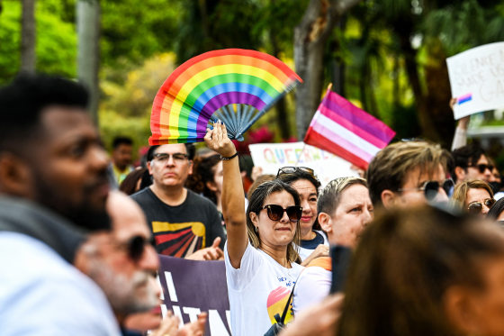 A "Say Gay Anyway" rally