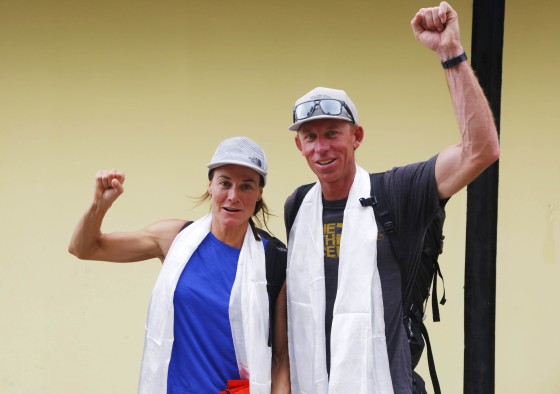 Hilaree Nelson and fellow climber James Morrison in Kathmandu, Nepal, in 2018. 