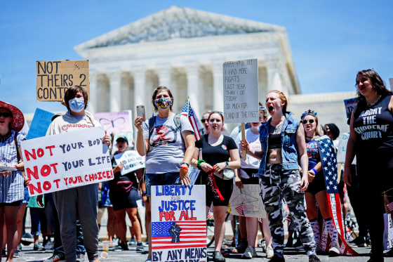 Abortion rights demonstrators at the Supreme Court
