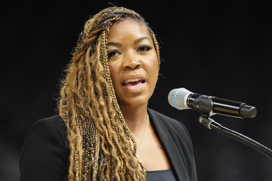 Cherelle Griner, the wife of Brittney Griner, speaks at a rally calling for Brittney's release on July 6, 2022, in Phoenix, Ariz.