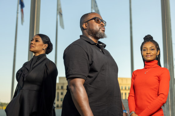 Mykel Barthelemy, Amanda McGee, and Chaka Cox in Atlanta on Oct. 7, 2022.