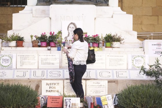 A memorial for a slain journalist