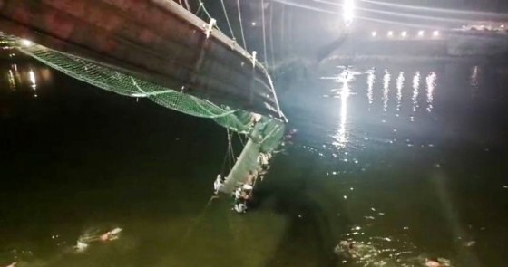 A suspension bridge collapsed in India's Gujarat state on Oct. 30, 2022.
