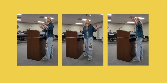 Jessee Graham speaks in front of the Maury County Board of Trustees in Tennessee.