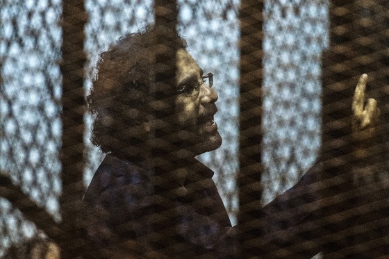 Egyptian activist Alaa Abdel Fattah during his trial in Cairo in 2015.