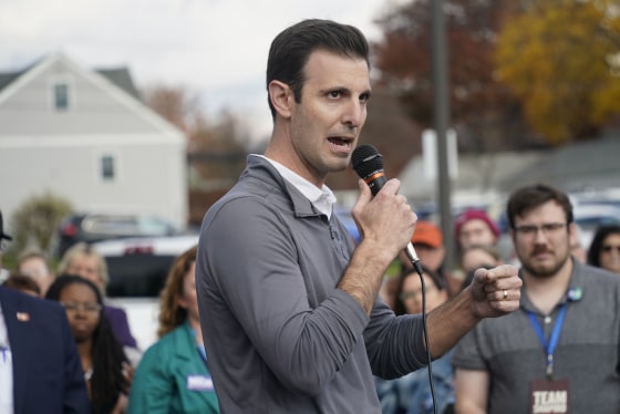 Chris Deluzio attends a party campaign rally in Beaver, Pa.