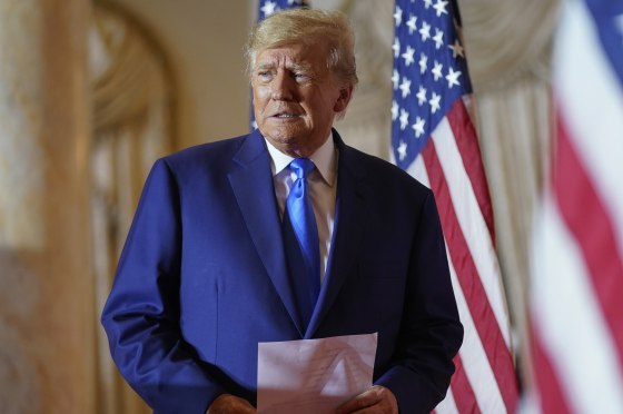 Former President Donald Trump arrives to speak at Mar-a-lago