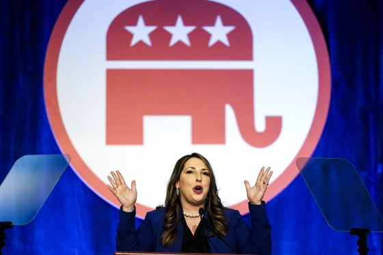 Ronna McDaniel, the GOP chairwoman, speaks during the Republican National Committee winter meeting on Feb. 4, 2022, in Salt Lake City.