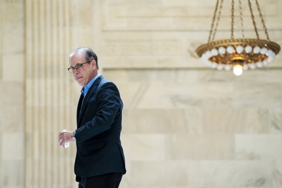 Mike Braun arrives for the Senate Republicans' lunch in the Russell Senate Office Building in Washington
