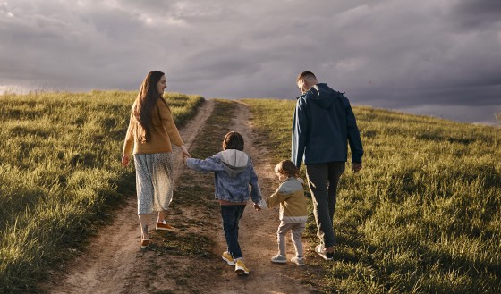 Going for a walk together outside is just one of many family activities to enjoy on a weekend.