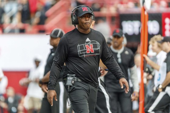 Mickey Joseph during a game between the Oklahoma Sooners and the Nebraska Cornhuskers at Memorial Stadium in Lincoln, Nebraska
