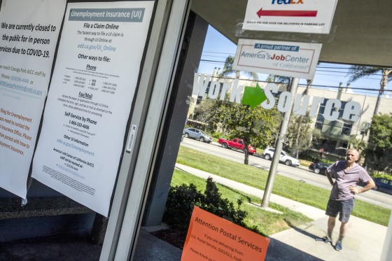 A closed California State Employment Development Department on May 14, 2020, in Canoga Park.