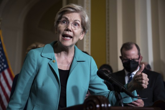 Sen. Elizabeth Warren, D-Mass., at the Capitol on Sept. 7.