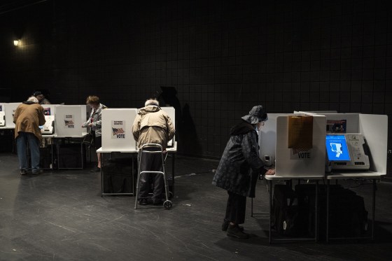 Voters cast their ballots in the Ohio primary election in Worthington, Ohio, on May 3, 2022.