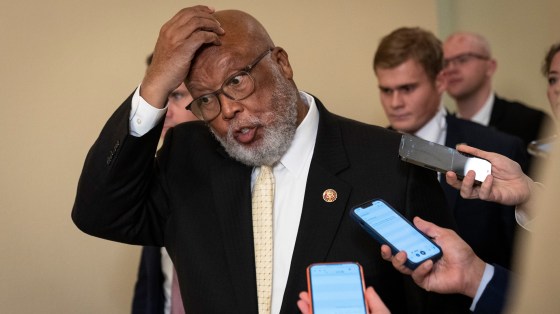 Image: Committee Chairman Rep. Bennie Thompson speaks to reporters. 