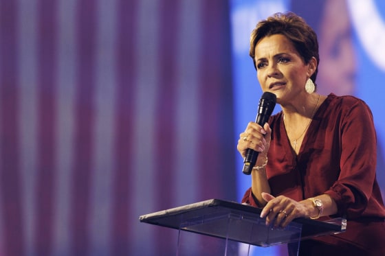 Kari Lake speaks during Turning Point USA's "AmFest 2022"