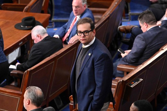 US Republican Representative from New York George Santos looks on as the House of Representatives continues voting for new speaker at the US Capitol in Washington, DC, January 5, 2023. - The US House of Representatives plunged back into the fight to elect a speaker on Thursday, as establishment favorite Kevin McCarthy made sweeping concessions to quell a right-wing rebellion in his own party and end the three-day standoff.