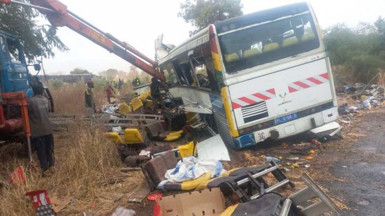 The scene of a bus accident in Kaffrine, central Senegal, on Jan. 8, 2023.