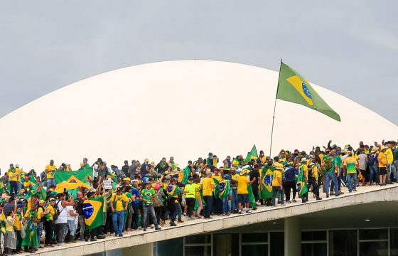 Supporters of Brazilian former President Jair Bolsonaro invade the National Congress in Brasilia on Jan. 8, 2023.