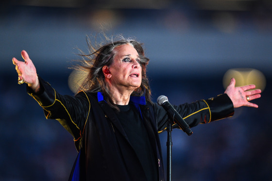 Singer Ozzy Osbourne performs at halftime during the NFL game between the Buffalo Bills and the Los Angeles Rams on Sept. 8, 2022, at SoFi Stadium in Inglewood, Calif.