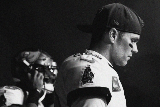 Tom Brady walks through the tunnel before a game between the Tampa Bay Buccaneers and the Dallas Cowboys in Tampa, Fla.