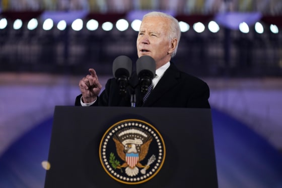 President Joe Biden delivers a speech in Warsaw, Poland