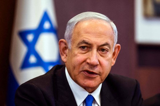 Israeli Prime Minister Benjamin Netanyahu chairs a cabinet meeting in Jerusalem on Feb. 23, 2023.