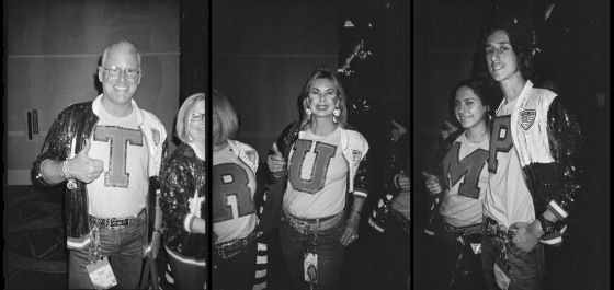 A family wears shirts spelling “TRUMP” in the hallways outside CPAC in National Harbor, MD on Friday, March 3, 2023.