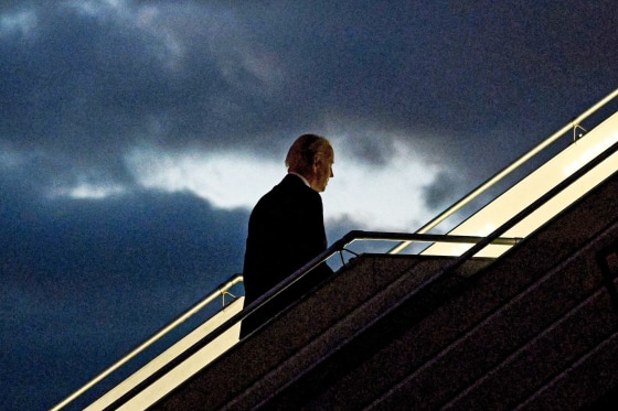 President Joe Biden boards Air Force One.