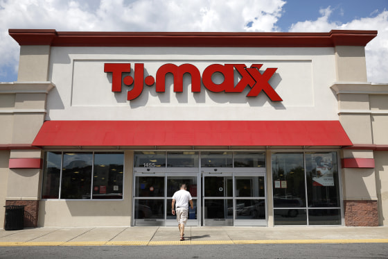 HYATTSVILLE, MD - AUGUST 17: Shoppers come and go the TJ Maxx store at the Mall at Prince George's on August 17, 2022 in Hyattsville, Maryland. With inflation forcing Americans to cut discretionary spending, TJX -- the company that owns TJ Maxx, HomeGoods and Marshalls -- saw its shares fall 1.4 percent in premarket trading Wednesday, after the off-price apparel and home fashions retailer reported fiscal second-quarter profit above expectations but sales dropping 2 percent. (Photo by Chip Somodevilla/Getty Images)
