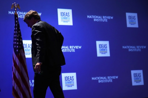 WASHINGTON, DC - MARCH 29: Fox News host Tucker Carlson leaves the stage after talking about 'Populism and the Right' during the National Review Institute's Ideas Summit at the Mandarin Oriental Hotel March 29, 2019 in Washington, DC. Carlson talked about a large variety of topics including dropping testosterone levels, increasing rates of suicide, unemployment, drug addiction and social hierarchy at the summit, which had the theme 'The Case for the American Experiment.'