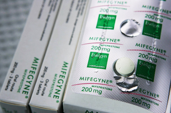 Packets of mifepristone.