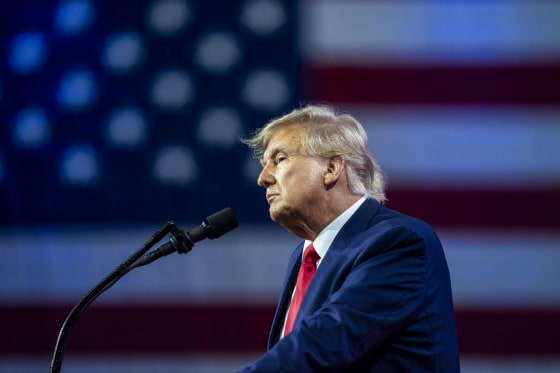 Former President Donald Trump at CPAC on March 4, 2023, in Oxon Hill, Md.