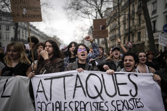 French President Emmanuel Macron has ignited a firestorm of anger with unpopular pension reforms that he rammed through parliament. Young people, some of them first-time demonstrators, are joining protests against him.