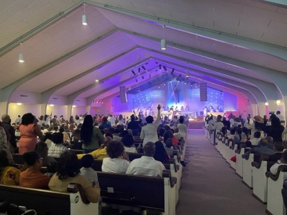 The congregation at Olive Branch Church in Nashville, Tenn., celebrates Easter on Sunday. 