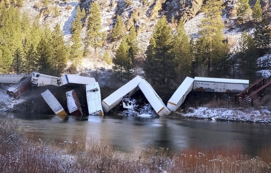 Authorities say about 25 train cars derailed.
