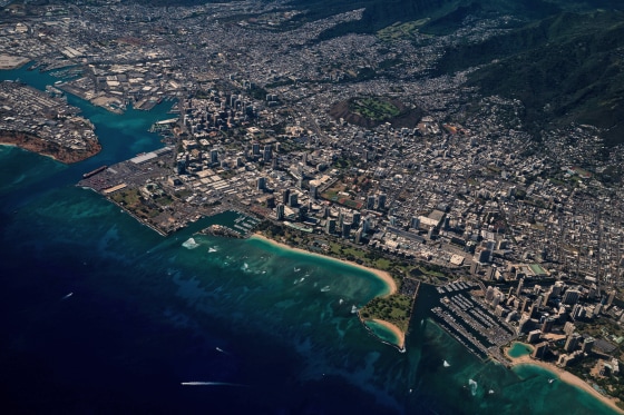 Ala Moana Beach and Honolulu.