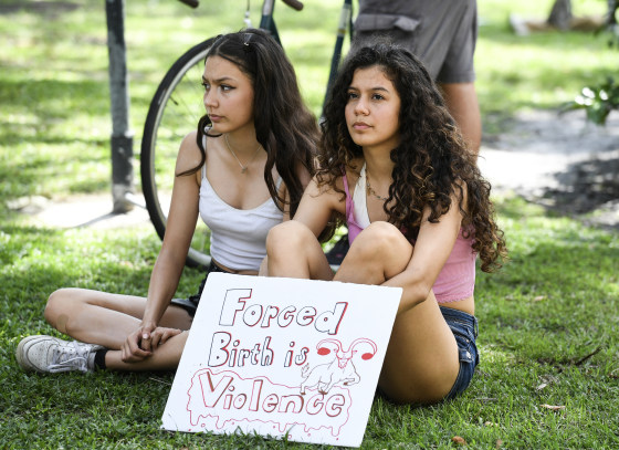 Abortion rights activists at a rally in Delray Beach, Fla. on May 14, 2022