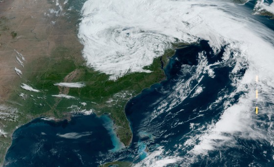 A NOAA satellite image of weather over the Northeast on Monday.