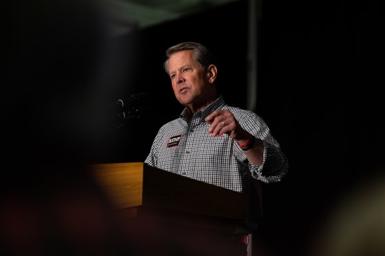 Gov. Brian Kemp speaks at a Get Out The Vote rally in Kennesaw, Ga., on Nov. 7, 2022.