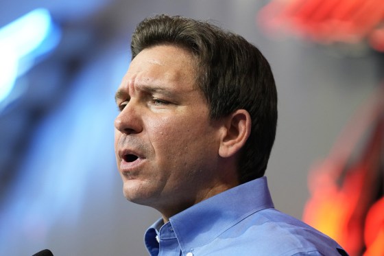 Florida Gov. Ron DeSantis speaks during a fundraising picnic for U.S. Rep. Randy Feenstra, R-Iowa, Saturday, May 13, 2023, in Sioux Center, Iowa.