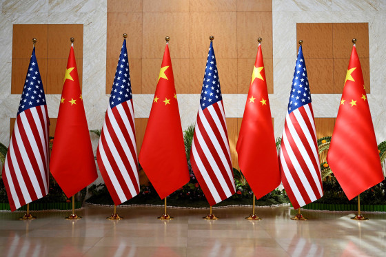 National flags ahead of President Biden and Chinese President Xi Jinping's meeting in Bali, Indonesia, on Nov. 14, 2022.