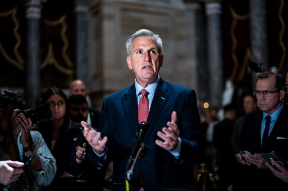 House Speaker Kevin McCarthy speaks about the debt ceiling negotiations on Capitol Hill on May 24, 2023.